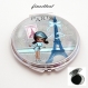 Bijou de créateur , boucle d'oreille ,cabochon en verre 20 mm , parisienne tour eiffel 