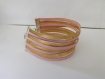 Manchette/ bracelet à lannière doré et rose pale, imitation cuir ,8 rangs 