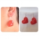 Boucles d'oreilles cœur en résine rouge tulipe 