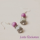 (crochets argent 925) boucles d'oreilles perle amazonite et perle en bois violette 