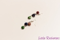 (crochets argent 925) boucles d'oreilles 3 perles rouge, vert, bleu 