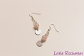 (crochets argent 925) boucles d'oreilles quartz rose et rond argenté 