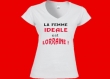 Tee-shirt femme col v imprimé "la femme idéale est lorraine" 