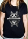 Craquez pour ce chaton adorable. tee-shirt femme, noir, manches courtes, imprimé "chaton" 