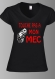 Tee-shirt col v imprimé "touche pas à mon mec" 