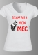 Tee-shirt col v imprimé "touche pas à mon mec" 