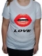 Tee-shirt femme blanc, manches courtes, 100 % coton, imprimé "love" 