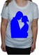 Tee-shirt femme blanc, manches courtes, 100 % coton, imprimé "silhouette couple" 