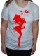 Tee-shirt blanc, femme, manches courtes, 100 % coton, imprimé "silhouette femme" 
