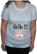 Tee-shirt femme blanc, manches courtes, 100 % coton, imprimé "bébé hello" 