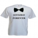 Tee-shirt blanc homme manches courtes 100 % coton, imprimé "gentleman forever" 