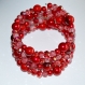 Bracelet 4 tours en cristal et perles de verre rouges 