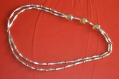 Collier double rang en perles de cristal et argent plaqué longueur 56 cm 