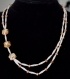 Collier double rang en perles de cristal et argent plaqué longueur 56 cm 