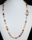 Collier-sautoir en perles de quartz multicolores et de cristal 