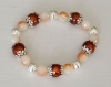 Bracelet en perles de porcelaine et cristal marron 