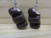 Boucles d'oreilles fimo barre chocolatée 