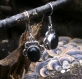 Boucles d'oreille india black onyx & plaque argent 