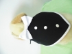 Bandana coton noir avec nœud et bouton blanc pour petit chien ou chat 
