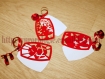 Etiquettes de noël en kirigami rouge et blanc