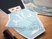 Carte kokeshi et son kimono avec fujisan et des hérons en plein vol 