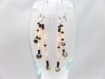 Boucles d'oreilles pendantes argentées jaspe dalmatien et perles miyuki - lithothérapie 