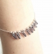 Bracelet chaîne avec perles rondes argent 925 et gouttes cristal bleu gris 