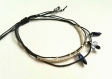 Bracelet triple en fil nylon tressé noir, perles miyuki argent et perles swarovski 