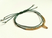 Bracelet triple en fil nylon tressé vert sapin, perles miyuki et perle goutte swarovski 