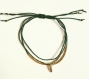 Bracelet triple en fil nylon tressé vert sapin, perles miyuki et perle goutte swarovski 