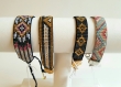 Bracelet en perles miyuki tressées, motifs triangles, couleurs argenté, turquoise, corail 