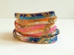 Bracelet multirang 5 bracelets tressés en perles miyuki, couleurs rose, doré, bleu 