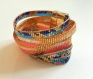Bracelet multirang 5 bracelets tressés en perles miyuki, couleurs rose, doré, bleu 