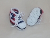 Chausson bébé basket drapeau américain au crochet 