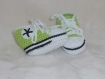 Chausson bébé baskets vert anis au crochet 