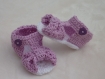 Chausson bébé sandales papillon rose au crochet 