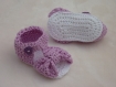 Chausson bébé sandales papillon rose au crochet 