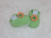 Chausson bébé bottines vert anis au crochet 