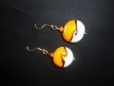 Boucles d'oreilles en verre orange et blanc