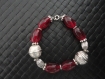 Bracelet perles rouge et métal argent