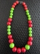 Collier perles rondes rouge et vert