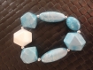 Bracelet grosses perles nacrées bleu