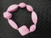 Bracelet grosses perles rose avec billes argent