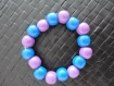 Bracelet perles en bois violet et bleu 