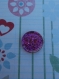 Bouton en resine "paillettes roses et violettes" - petit format 