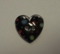 Bouton "coeur à motifs ronds multicolores / fond noir" - petit format
