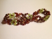 Bracelet en perles de rocailles brunes et zwarovski vertes, brunes perles blanches/brunes 