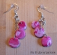 Boucles d'oreilles pendantes fimo rose fuchsia et rose pale 
