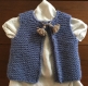 Gilet de berger pure laine. 3/4 ans. tricoté main. gilet sans manche, pull bleu clair. 