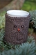 Housse de mug "chouette" en laine tricoté main 